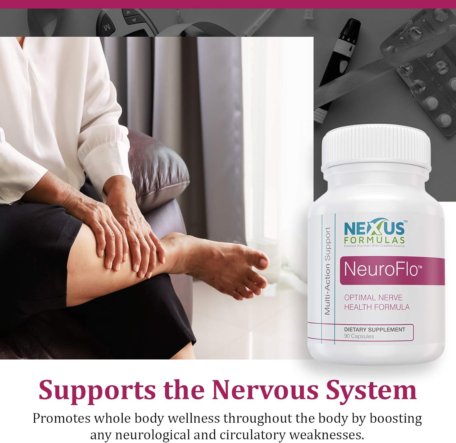 Nexus Formulas NeuroFlo Supplement – Circulation and Vein Support for Healthy Legs – Horse Chestnut Formula for Nerve Function, Numbness, Tingling - Image 3