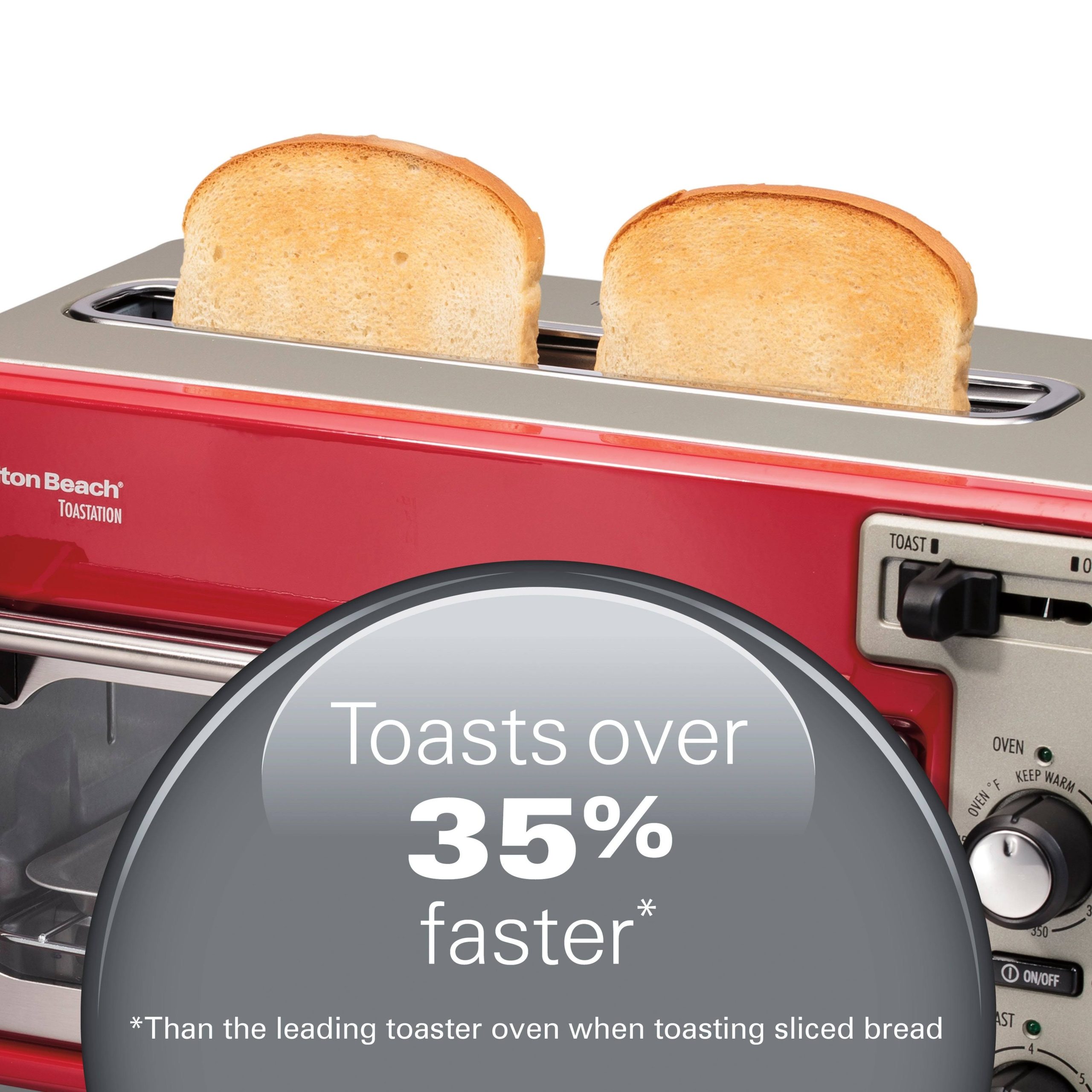 Hamilton Beach – Toastation 2-Slice Countertop Toaster and Toaster Oven – Red 22724 - Image 3