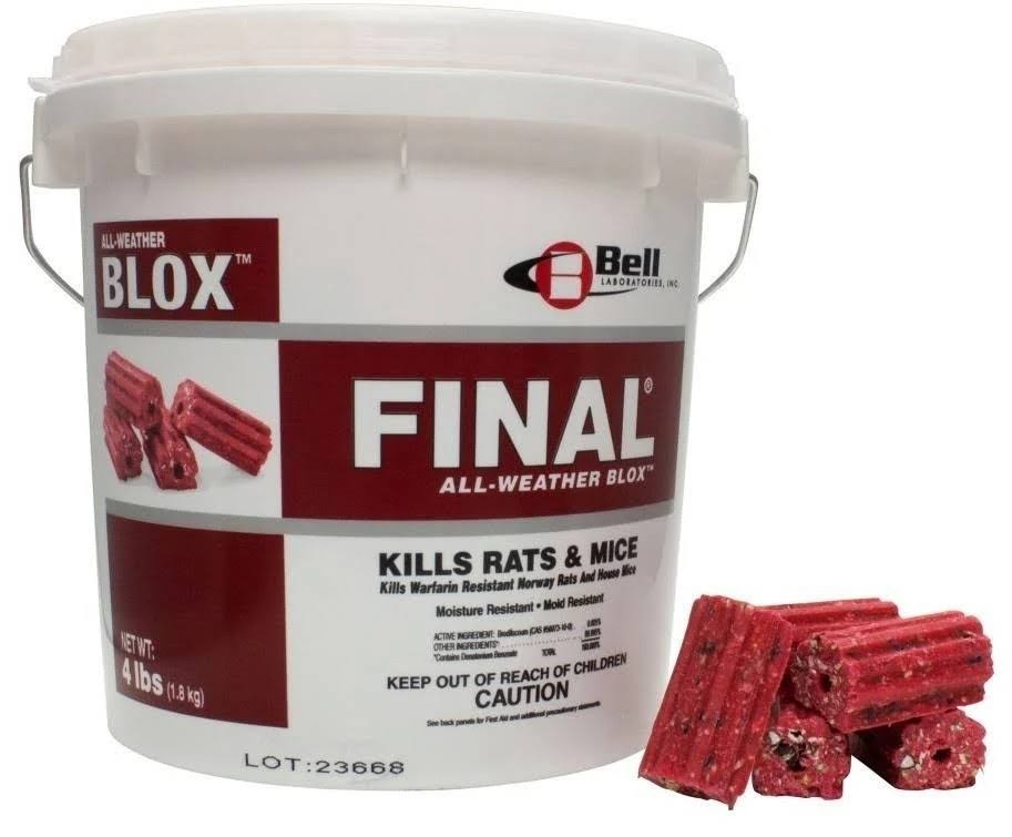 Bell Final Blox Rodent Bait Poison 18#- Brodifacoum, Size: 18 lbs