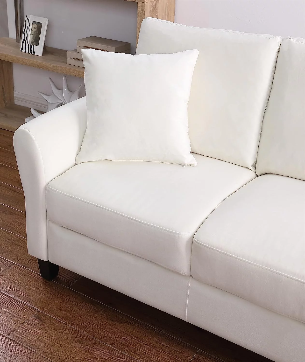 SZLIZCCC Cream Velvet Sofa Three Seater Couch??78 inches Long Sofas,Soft Sitting Sofa??Couches for Living Room, Apartment, Bedroom - Image 5