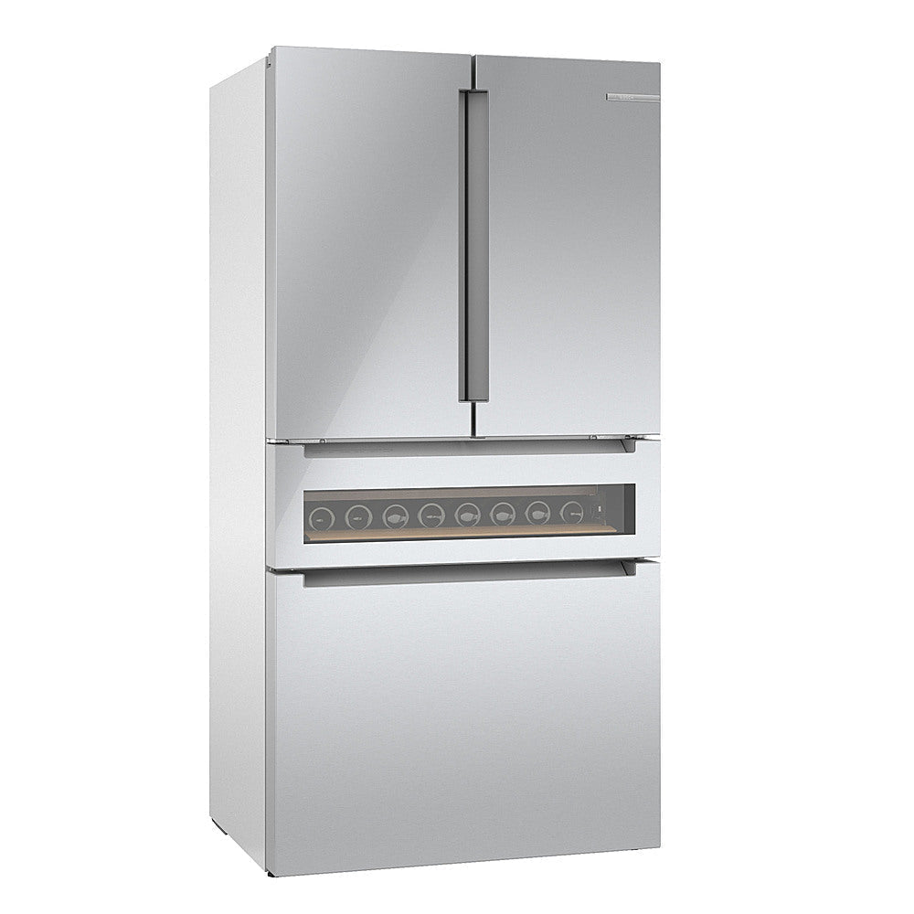 Bosch – 800 Series 20 Cu. Ft. 4-Door French Door Counter-Depth Smart Refrigerator with Beverage Cooler Drawer – Stainless steel - Image 2