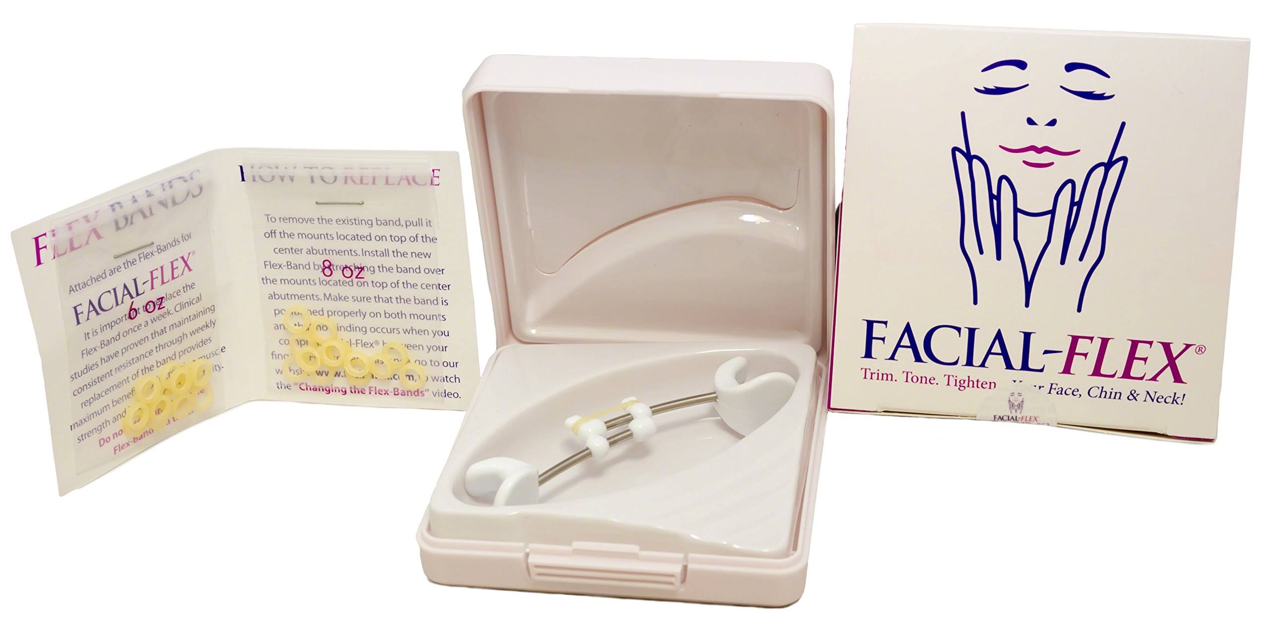 Facial Flex Facial Exercise and Neck Toning Kit Bands 8 oz u0026 6 oz u0026 Case - Image 2