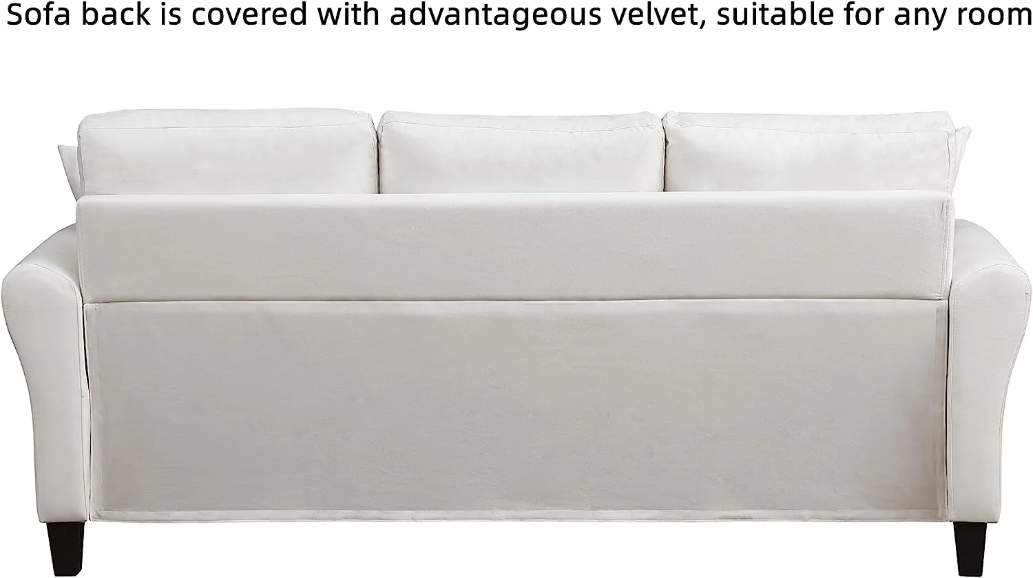 SZLIZCCC Cream Velvet Sofa Three Seater Couch??78 inches Long Sofas,Soft Sitting Sofa??Couches for Living Room, Apartment, Bedroom - Image 2