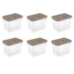 Sterilite, 30 Qt./28 L Stacker Box, Taupe Splash, Case of 6