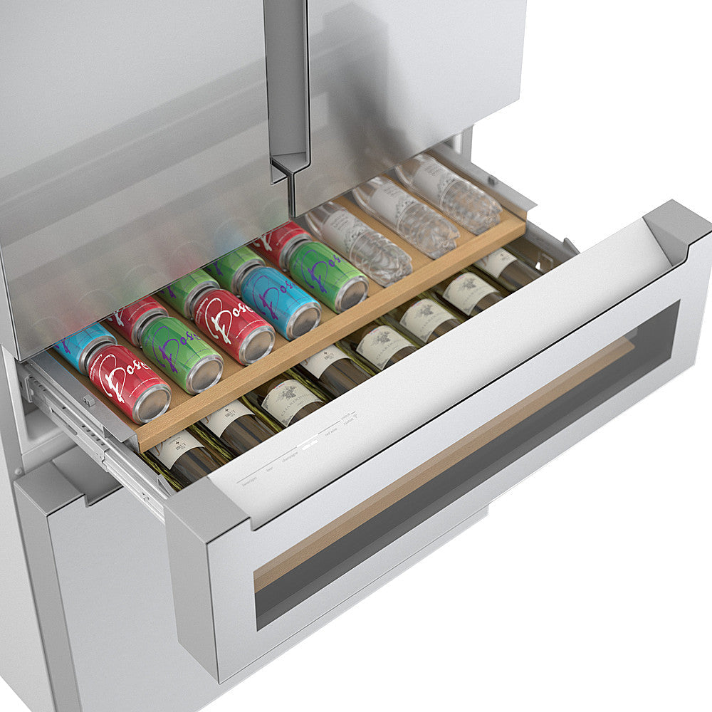Bosch – 800 Series 20 Cu. Ft. 4-Door French Door Counter-Depth Smart Refrigerator with Beverage Cooler Drawer – Stainless steel - Image 10