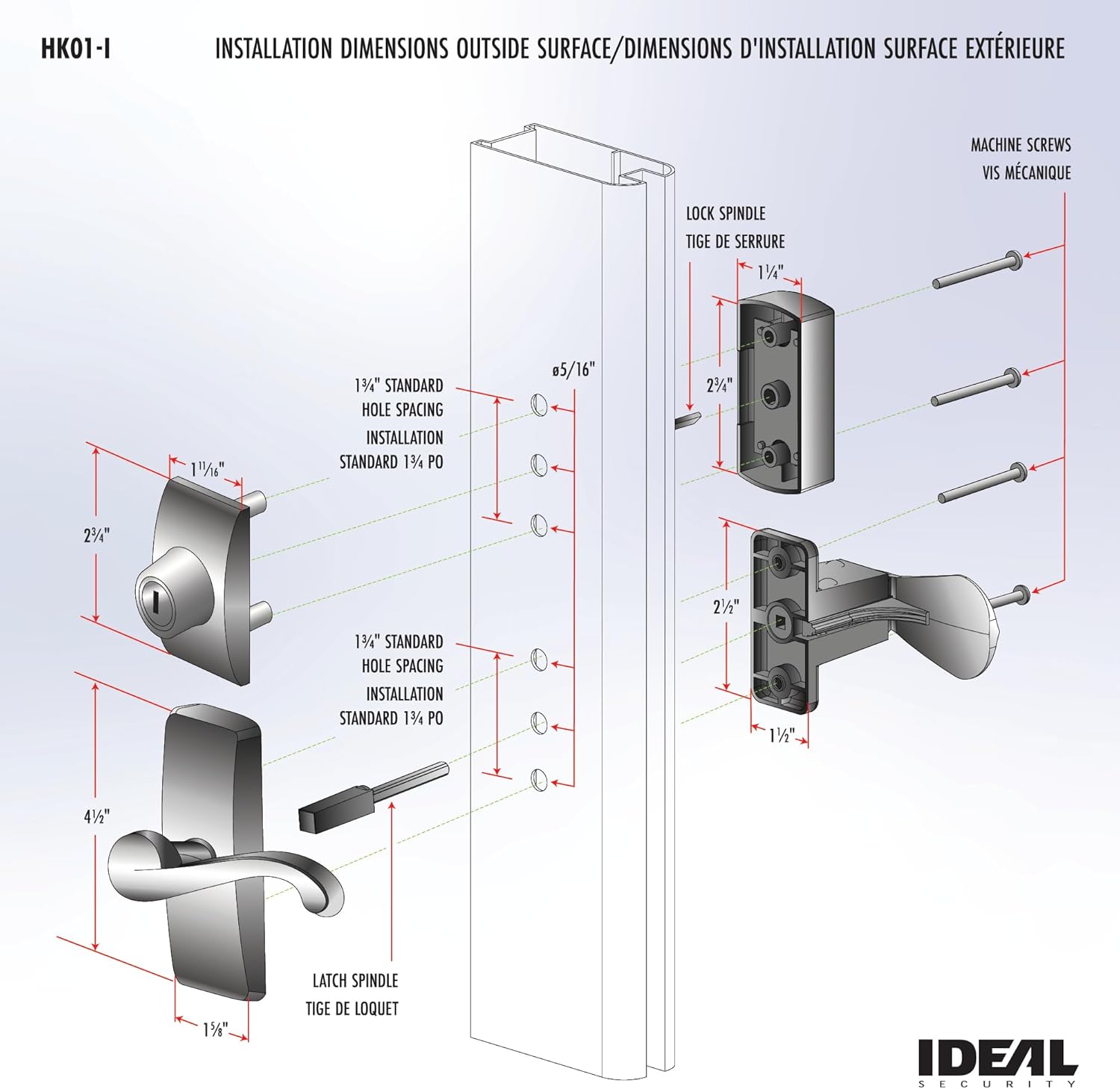 Ideal Security Door Lever with Deadbolt Lock for Storm and Screen Doors, Satin Gold - Image 8