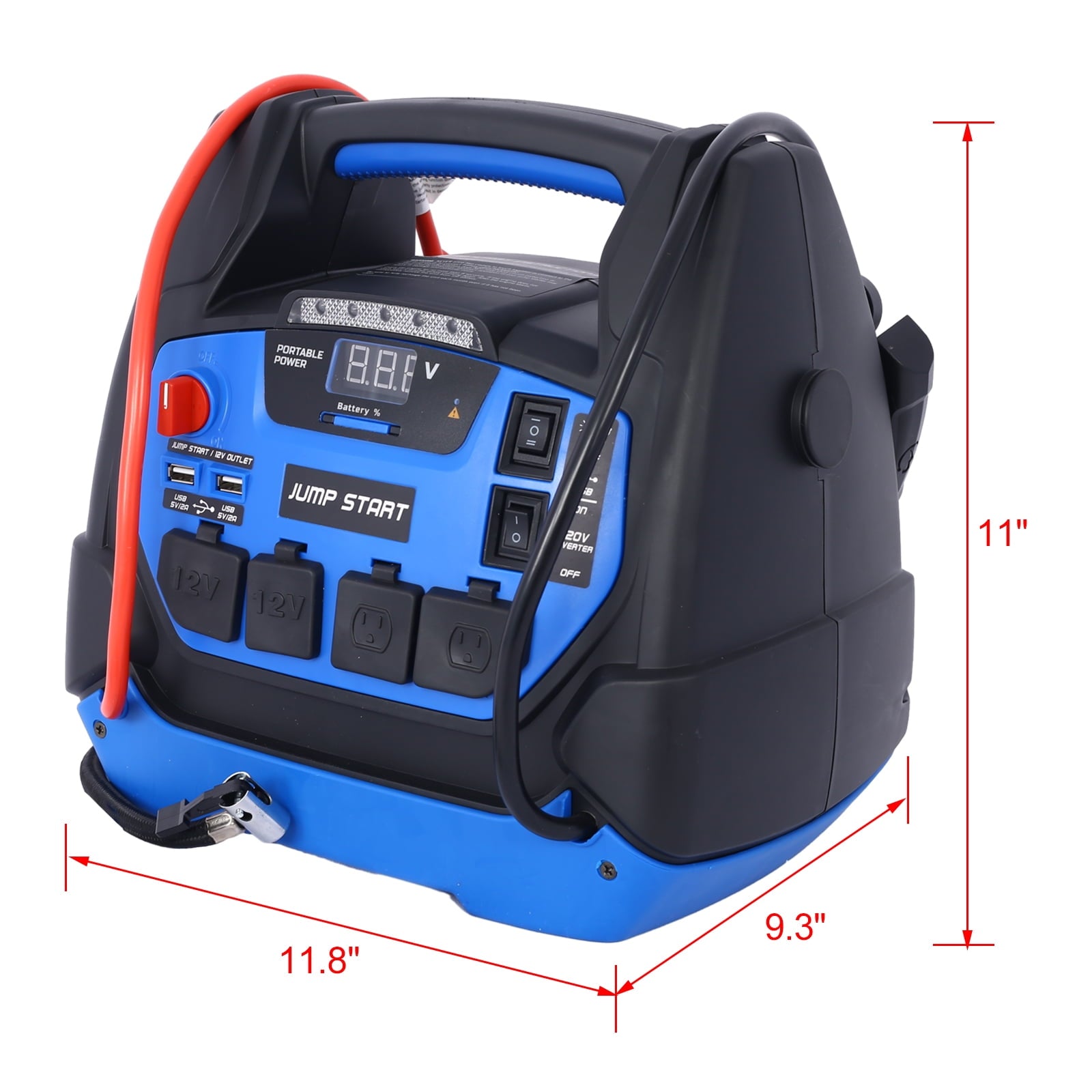 Rechargeable Jump Starter for Gas Diesel Vehicles – 1800 Amps with Air Compressor and AC, 12V DC, USB Power Station - Image 10