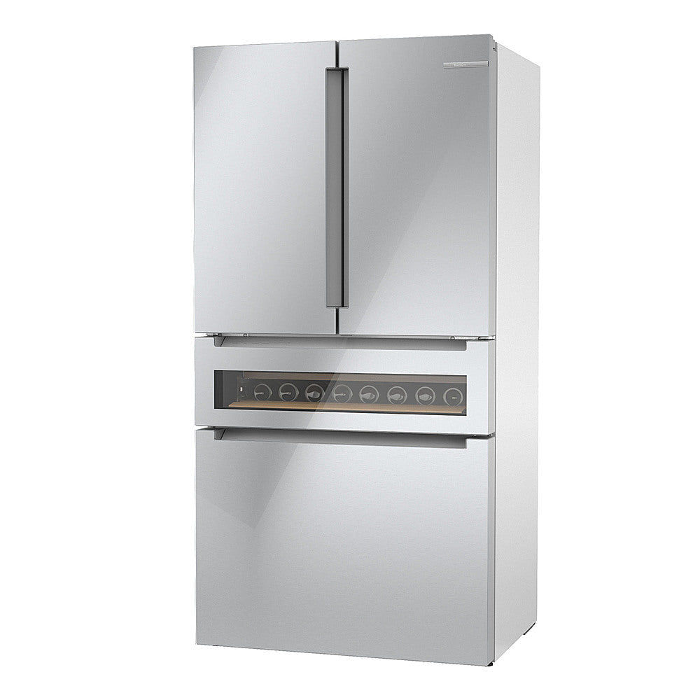 Bosch – 800 Series 20 Cu. Ft. 4-Door French Door Counter-Depth Smart Refrigerator with Beverage Cooler Drawer – Stainless steel - Image 3